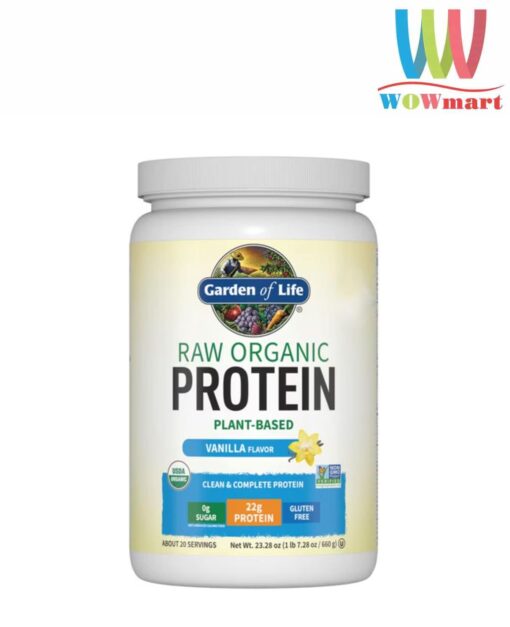 Bột Protein thực vật hữu cơ Garden Of Life Raw Organic Protein Vanilla 660g