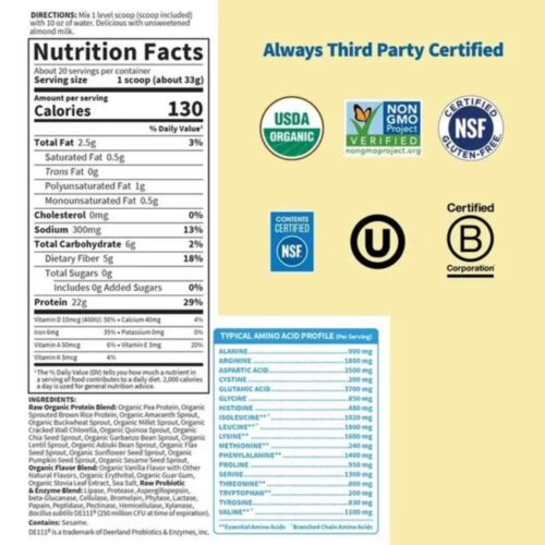 Bột Protein thực vật hữu cơ Garden Of Life Raw Organic Protein Vanilla 660g 16 bot protein thuc vat huu co garden of life raw organic protein vanilla 660g 080625 kf