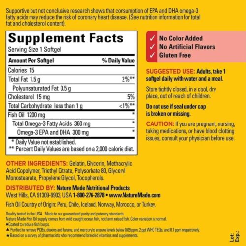 vien dau ca nature made fish oil 1200mg 360mg omega 3 240 vien burp less 100725 kd