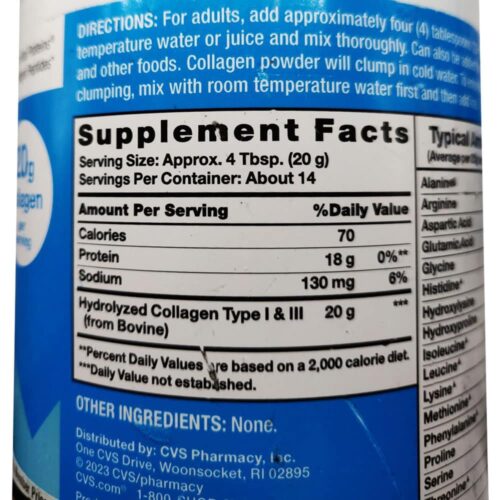 Bột Collagen CVS Health Collagen Peptides Unflavored 567g 4 bot collagen cvs health collagen peptides unflavored 284g 080825 kc