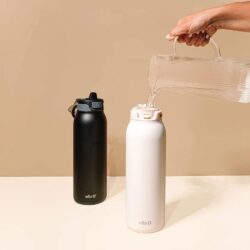 Set 2 bình giữ nhiệt Ello Flip To Fill, Pop To Drink 20oz 651ml (White+ Black) 8 set 2 binh giu nhiet ello flip to fill pop to drink 20oz 651ml white black 260825 kc