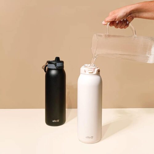 Set 2 bình giữ nhiệt Ello Flip To Fill, Pop To Drink 20oz 651ml (Purple+ Yellow) 15 set 2 binh giu nhiet ello flip to fill pop to drink 20oz 651ml white black 260825 kc