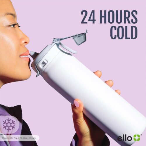 Set 2 bình giữ nhiệt Ello Flip To Fill, Pop To Drink 20oz 651ml (Purple+ Yellow) 12 set 2 binh giu nhiet ello flip to fill pop to drink 20oz 651ml white black 260825 ke