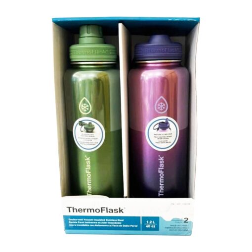 Set 2 bình giữ nhiệt ThermoFlask 1.2L (Green + Pink)