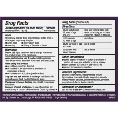 Viên chống dị ứng Allegra Allergy 24hr 30 Tablets 12 vien chong di ung allegra allergy 24hr 30 tablets 020825 kb
