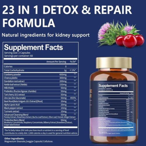 Viên uống hỗ trợ thải độc thận Totaria Health Kidney Cleanse Detox & Repair 23-in-1 120 Capsules 14 vien uong ho tro thai doc than totaria health kidney cleanse detox repair 23 in 1 120 capsules 230825 kc