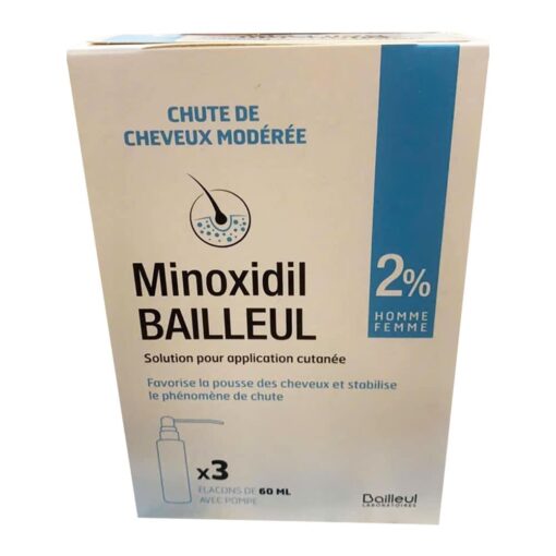 Xịt mọc tóc dành cho nam và nữ Minoxidil Bailleul 2% Homme Femme 60ml x3 chai
