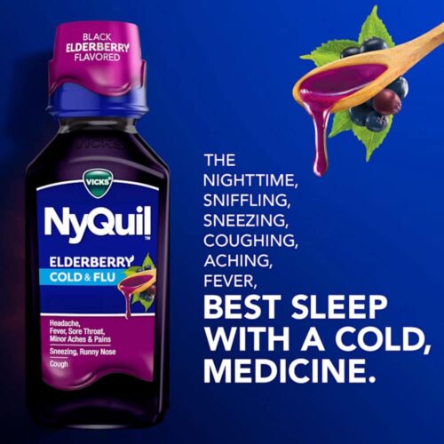Siro cảm Vicks NyQuil Elderberry Cold & Flu Nighttime Relief 354ml 16 siro cam vicks nyquil elderberry cold flu nighttime relief 354ml 090925 kd