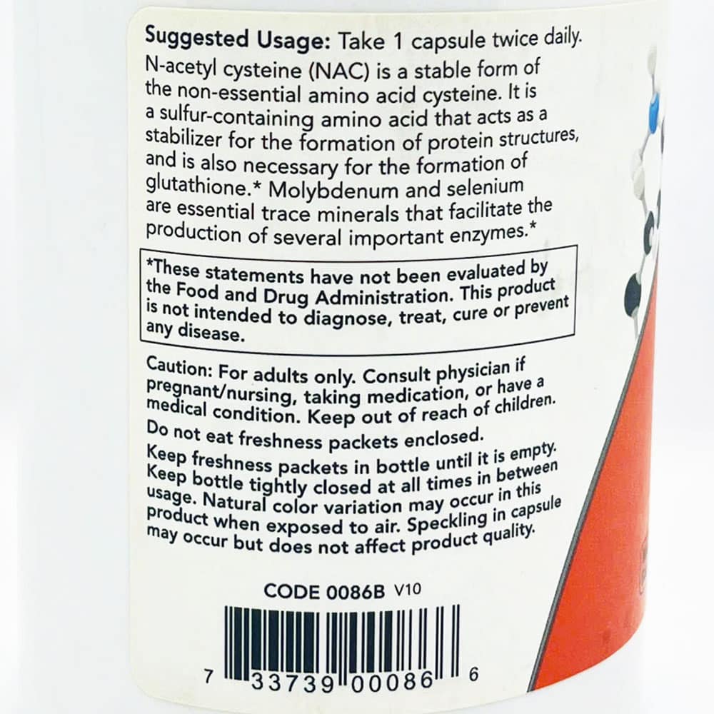 Viên uống bổ sung N-Acetyl Cysteine Now NAC 600mg 250 Capsules 5 Viên uống bổ sung N-Acetyl Cysteine Now NAC 600mg 250 Capsules - Ảnh 5