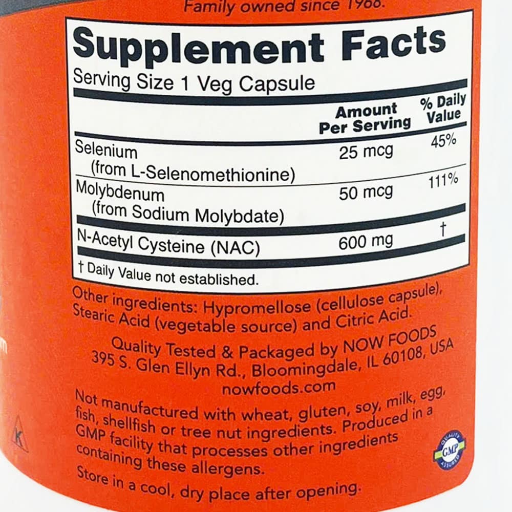 Viên uống bổ sung N-Acetyl Cysteine Now NAC 600mg 250 Capsules 6 Viên uống bổ sung N-Acetyl Cysteine Now NAC 600mg 250 Capsules - Ảnh 6