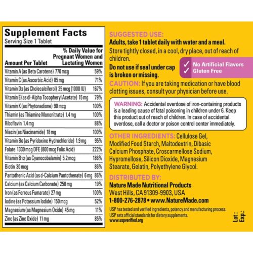 Vitamin cho bà bầu Nature Made Prenatal Multi Folic Acid 50 Tablets 6 vitamin cho ba bau nature made prenatal multi folic acid 50 tablets 120925 kb