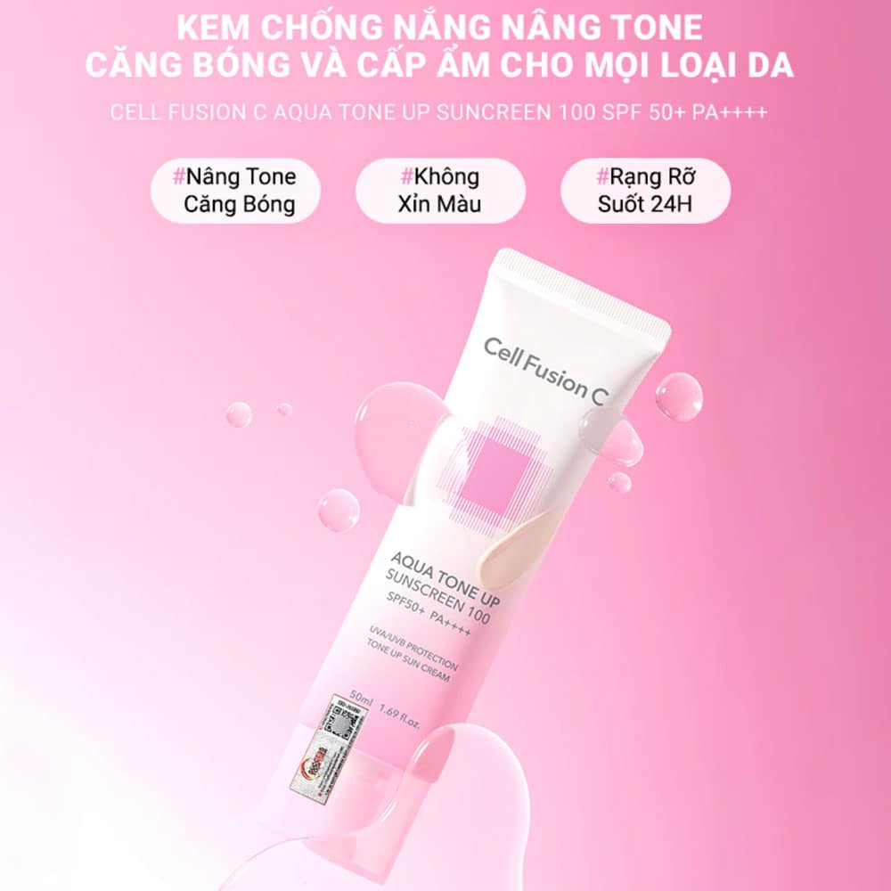 Kem chống nắng Cell Fusion C Aqua Tone Up Sunscreen 100 SPF50 50ml 3 Kem chống nắng Cell Fusion C Aqua Tone Up Sunscreen 100 SPF50 50ml - Ảnh 3