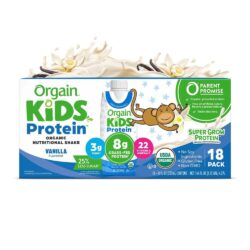 Sữa Protein cho trẻ em Orgain Kids Protein Organic Nutritional Shake Vanilla 237ml Thùng 18 Hộp
