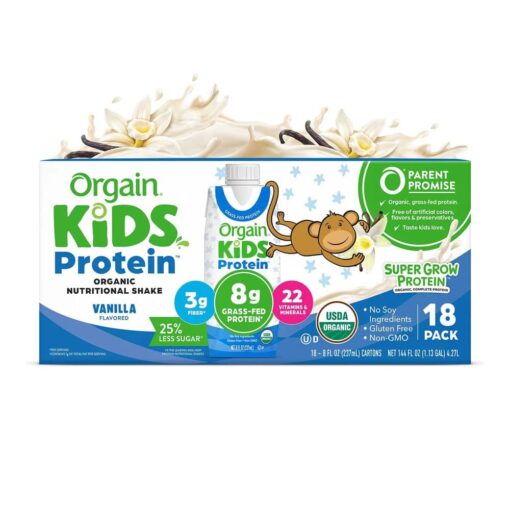 Sữa Protein cho trẻ em Orgain Kids Protein Organic Nutritional Shake Vanilla 237ml Thùng 18 Hộp