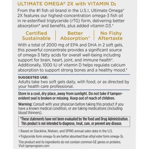 dau ca omega 3 nordic naturals ultimate omega 2x 2150mg d3 60 softgels 221125 kc
