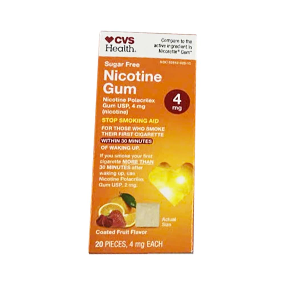 Kẹo cai CVS Health Nicotine Gum 4mg Fruit 20 miếng 2 Kẹo cai CVS Health Nicotine Gum 4mg Fruit 20 miếng - Ảnh 2