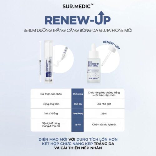 tinh chat duong trang surmedic super glutathione 100 bright ampoule 32ml 081225 kb