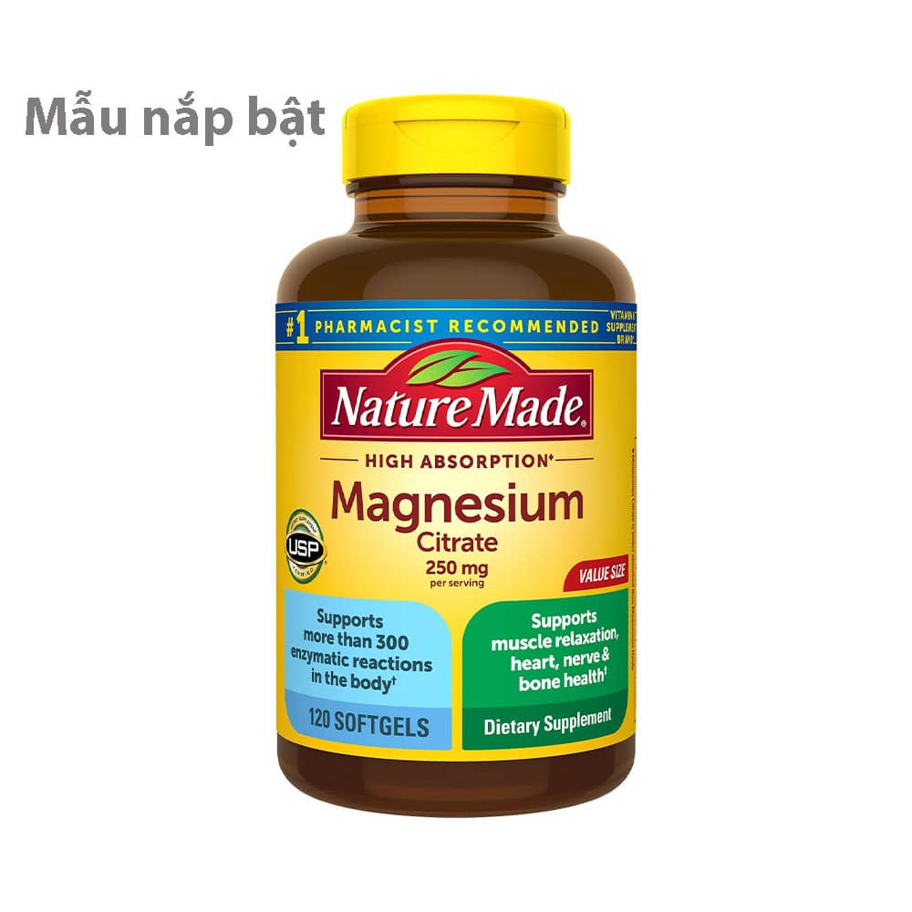 Viên uống bổ sung Magiê Nature Made Magnesium Citrate 250mg High Absorption 120 Softgels - Ảnh 4