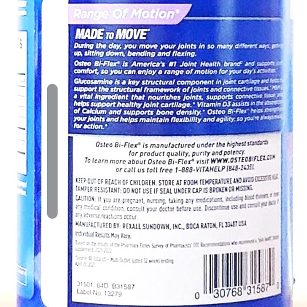 Viên uống bồi bổ sụn khớp Osteo Bi-Flex Triple Strength MSM +D3 200 viên 5 Viên uống bồi bổ sụn khớp Osteo Bi-Flex Triple Strength MSM +D3 200 viên - Ảnh 5