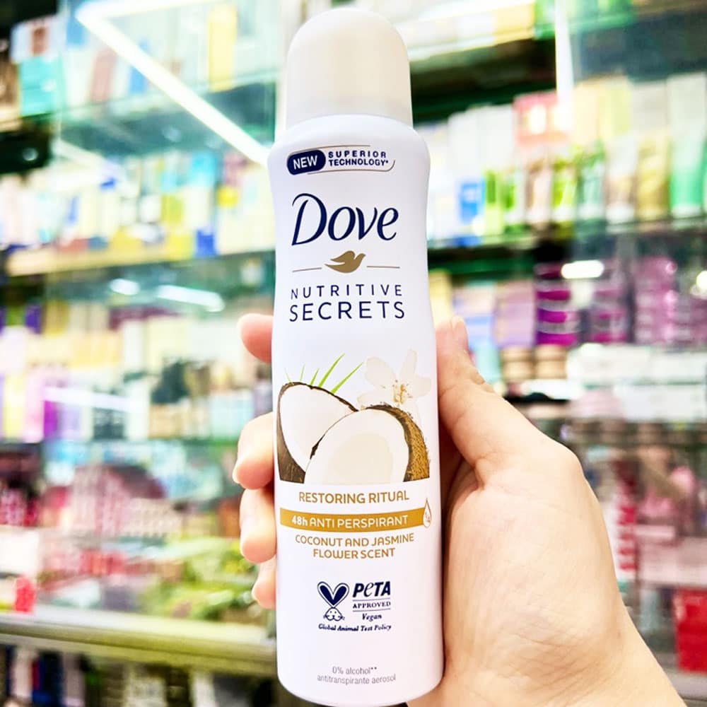 Xịt khử mùi mồ hôi Dove Nutritive Secrets Coconut Jasmine 48H Antiperspirant 150ml 3 Xịt khử mùi mồ hôi Dove Nutritive Secrets Coconut Jasmine 48H Antiperspirant 150ml - Ảnh 3