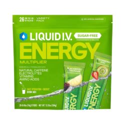 Bột điện giải Liquid I.V. Energy Multiplier 26 gói (Blackberry Lemonade, Strawberry Kiwi Sugar-Free)