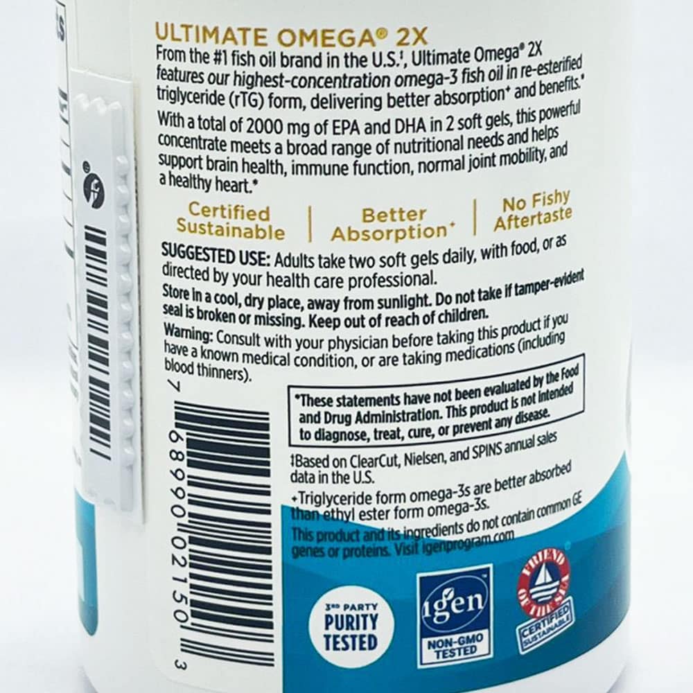 Dầu cá Omega-3 Nordic Naturals Ultimate Omega 2X (2150mg) 60 Softgels (Không hộp giấy) 5 Dầu cá Omega-3 Nordic Naturals Ultimate Omega 2X (2150mg) 60 Softgels (Không hộp giấy) - Ảnh 5
