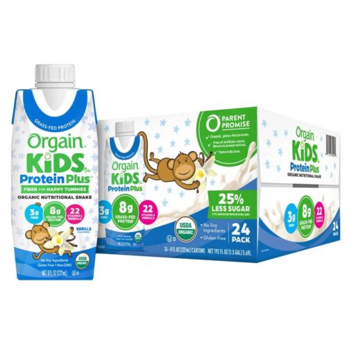 sua protein cho tre em orgain kids protein plus organic nutritional shake vanilla 237ml thung 24 hop 300126 kc
