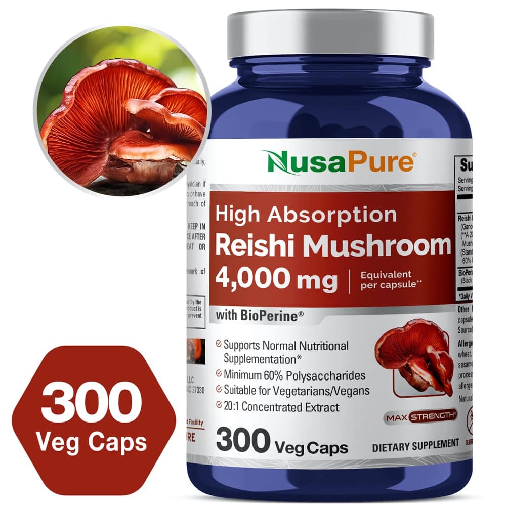Viên uống chiết xuất nấm linh chi NusaPure Reishi Mushroom 4000mg 300 Capsules 2 Viên uống chiết xuất nấm linh chi NusaPure Reishi Mushroom 4000mg 300 Capsules - Ảnh 2