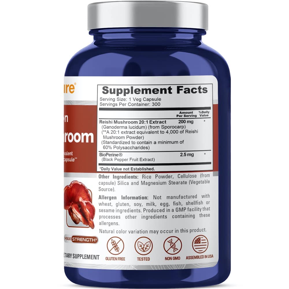Viên uống chiết xuất nấm linh chi NusaPure Reishi Mushroom 4000mg 300 Capsules 3 Viên uống chiết xuất nấm linh chi NusaPure Reishi Mushroom 4000mg 300 Capsules - Ảnh 3