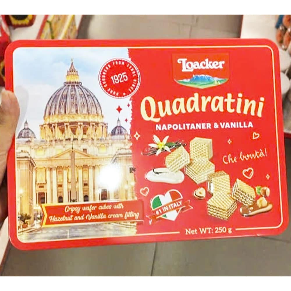 Bánh xốp nhân kem Loacker Quadratini Napolitaner, Vanilla 250g 2 Bánh xốp nhân kem Loacker Quadratini Napolitaner, Vanilla 250g - Ảnh 2