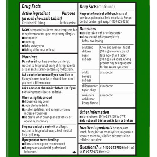 vien nhai chong di ung cho tre zyrtec childrens allergy cetirizine hcl 10mg dye free grape 72 chewable tablets 280326 ka
