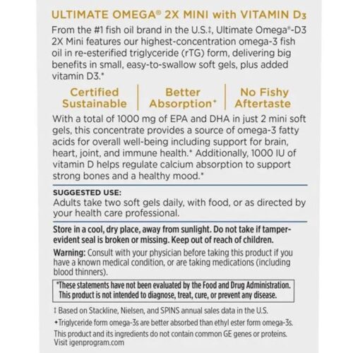 dau ca omega 3 nordic naturals ultimate omega 2x 1120mg d3 60 mini softgels lemon 110426 kc