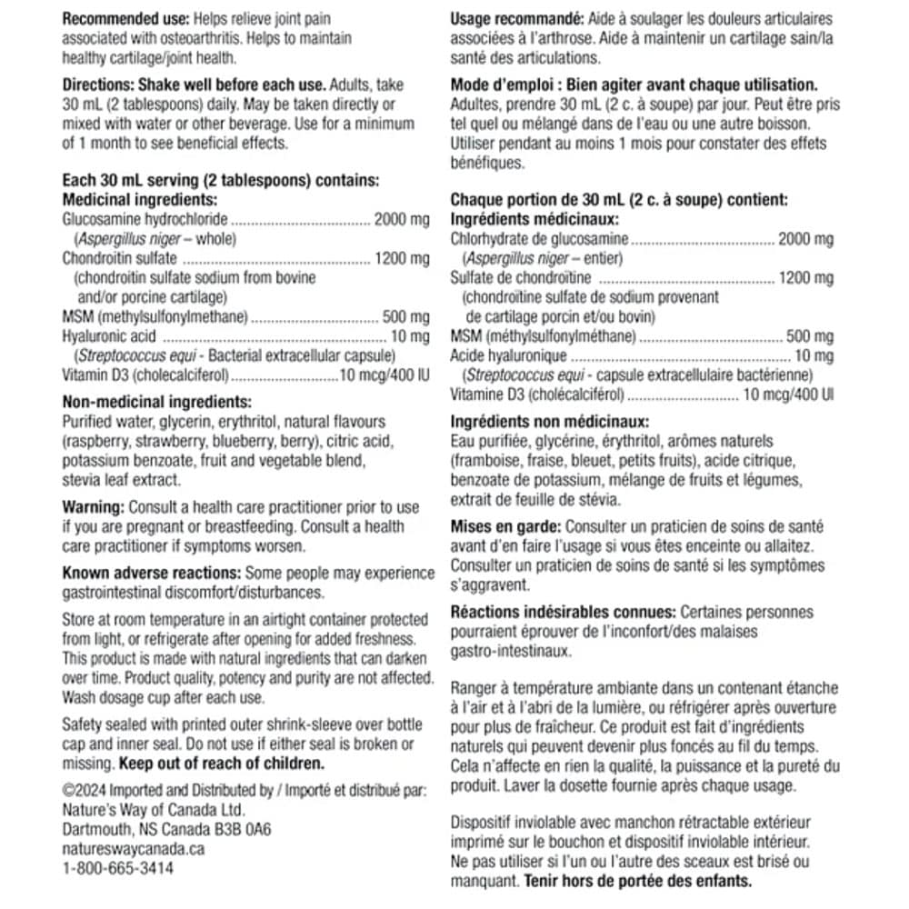 Dung dịch hỗ trợ khớp Nature’s Way Joint Movement Glucosamine 1 lít (Canada) 2 Dung dịch hỗ trợ khớp Nature’s Way Joint Movement Glucosamine 1 lít (Canada) - Ảnh 2