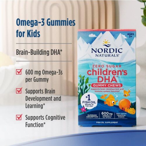 keo deo dha cho tre tu 3 tuoi nordic naturals childrens dha zero sugar 30 gummy chews vi tropical punch 130426 ke