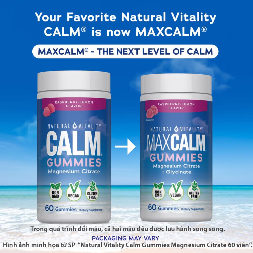 Kẹo dẻo bổ sung Magie Natural Vitality Max Calm Gummies Magnesium Citrate vị Raspberry Lemon 240 viên - Ảnh 2