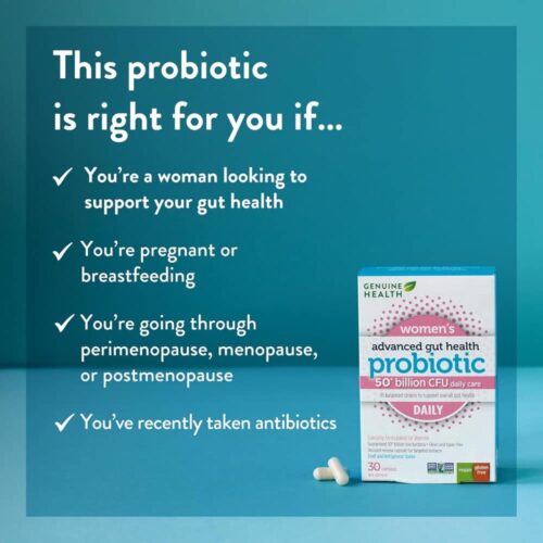 men vi sinh genuine health womens advanced gut health daily probiotics 50 ty cfu 30 vegan capsules 1665691 090426 kb