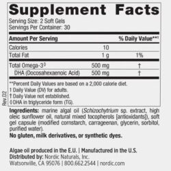 vien uong dau tao dha nordic naturals algae dha 500mg 60 softgels 140426 kc