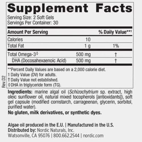 vien uong dau tao dha nordic naturals algae dha 500mg 60 softgels 140426 kc