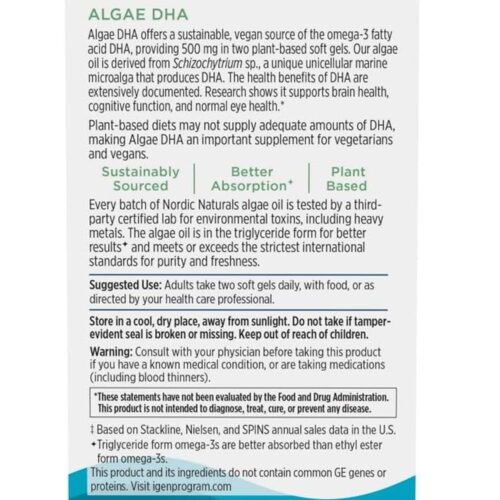 vien uong dau tao dha nordic naturals algae dha 500mg 60 softgels 140426 kd