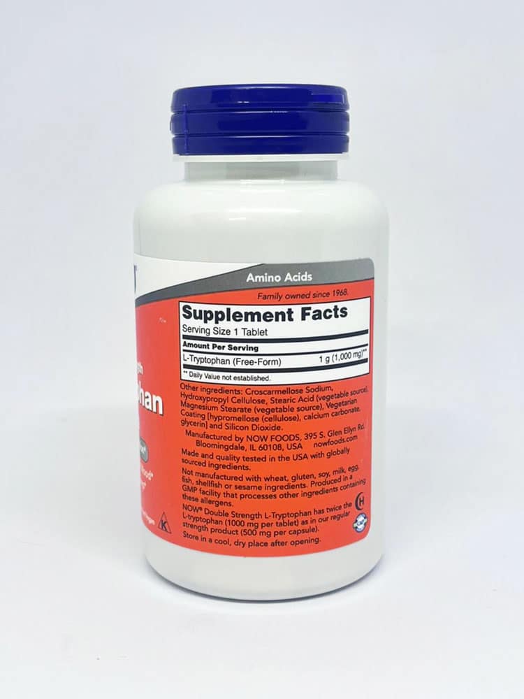 Viên uống bổ sung L-Tryptophan Now L-Tryptophan 1000mg Double Strength 60 Tablets - Ảnh 3