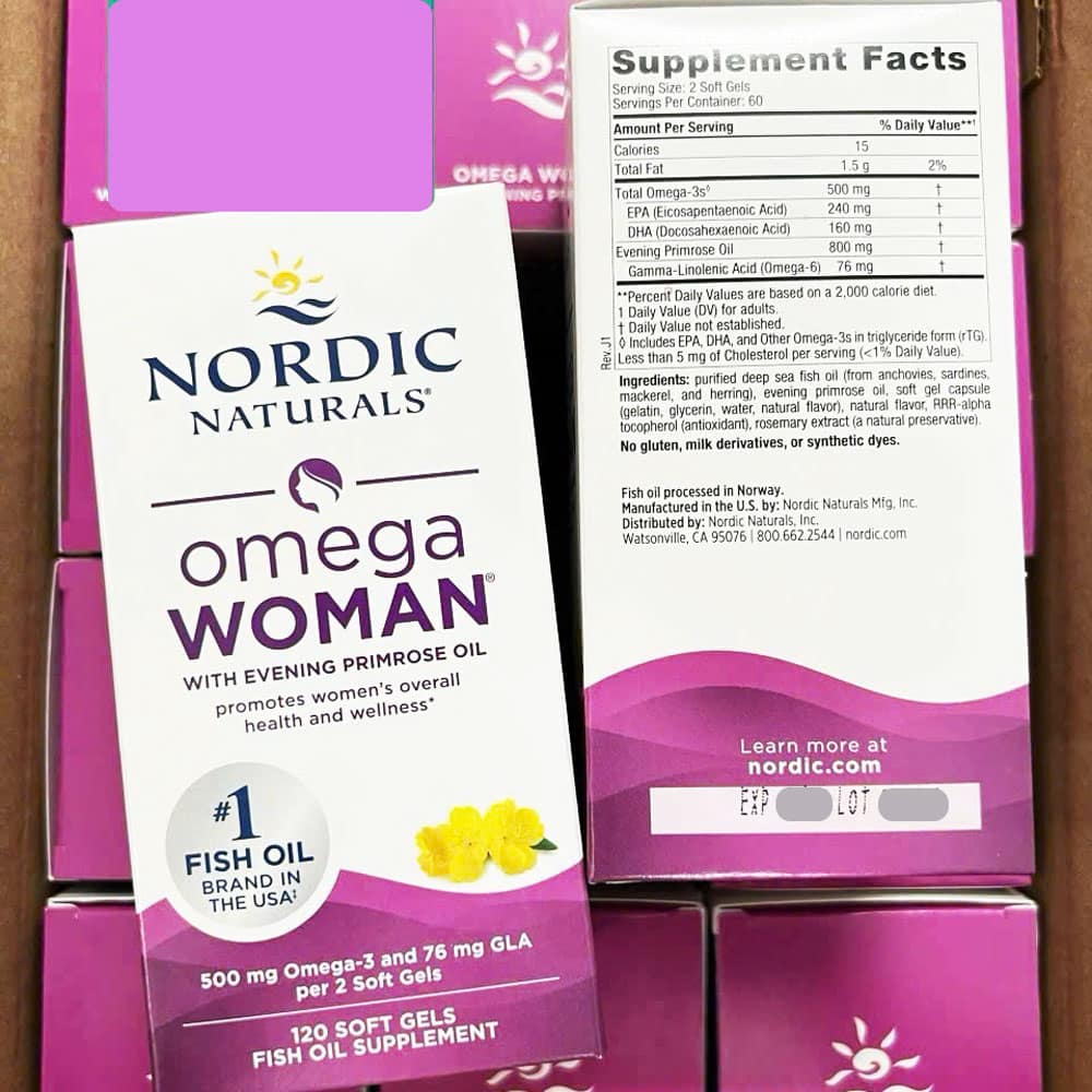 Dầu cá Omega-3 cho phụ nữ Nordic Naturals Omega Woman 500mg 120 Softgels - Ảnh 2