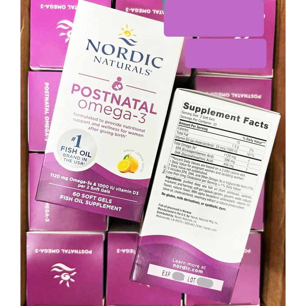 Dầu cá Omega-3 cho phụ nữ sau sinh Nordic Naturals Postnatal Omega-3 1120mg 60 Softgels - Ảnh 2