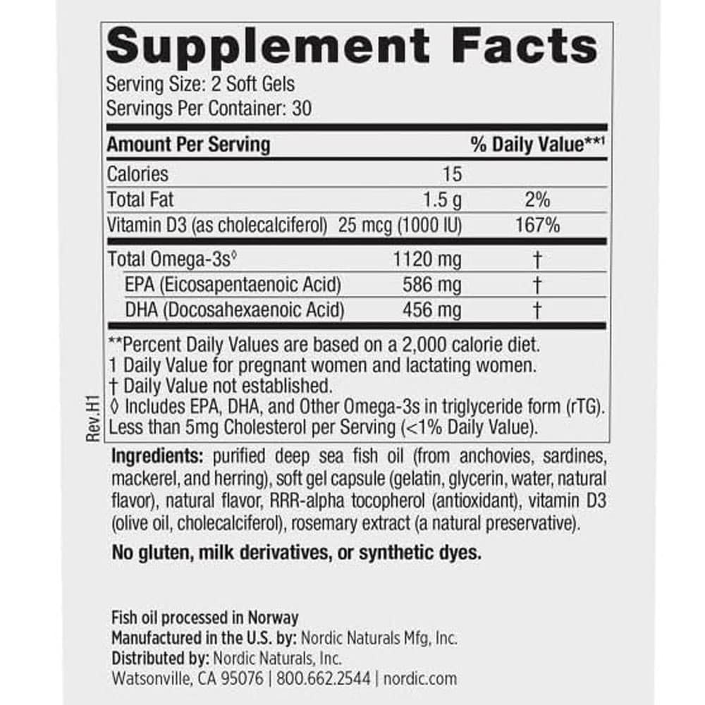 Dầu cá Omega-3 cho phụ nữ sau sinh Nordic Naturals Postnatal Omega-3 1120mg 60 Softgels - Ảnh 3