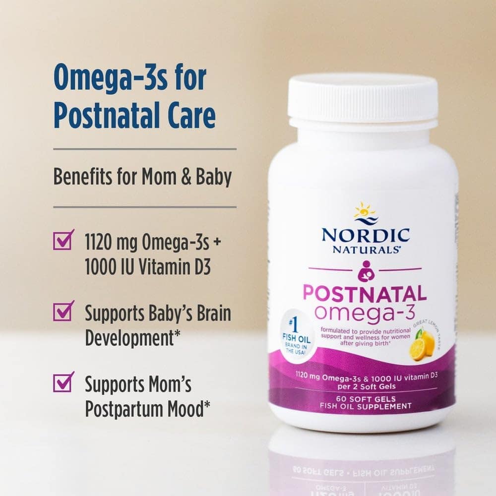 Dầu cá Omega-3 cho phụ nữ sau sinh Nordic Naturals Postnatal Omega-3 1120mg 60 Softgels - Ảnh 5