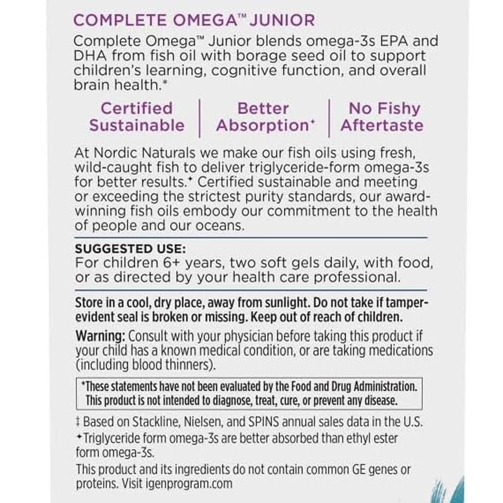 Dầu cá Omega-3 cho trẻ em Nordic Naturals Complete Omega Junior 90 Mini Softgels - Ảnh 4