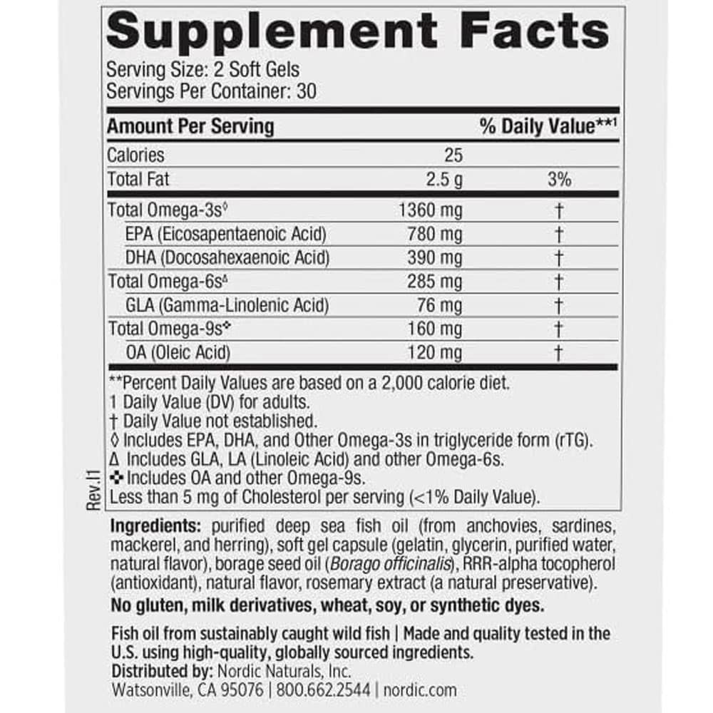 Dầu cá Omega-3 Nordic Naturals Complete Omega Xtra 1360mg 60 Softgels - Ảnh 3