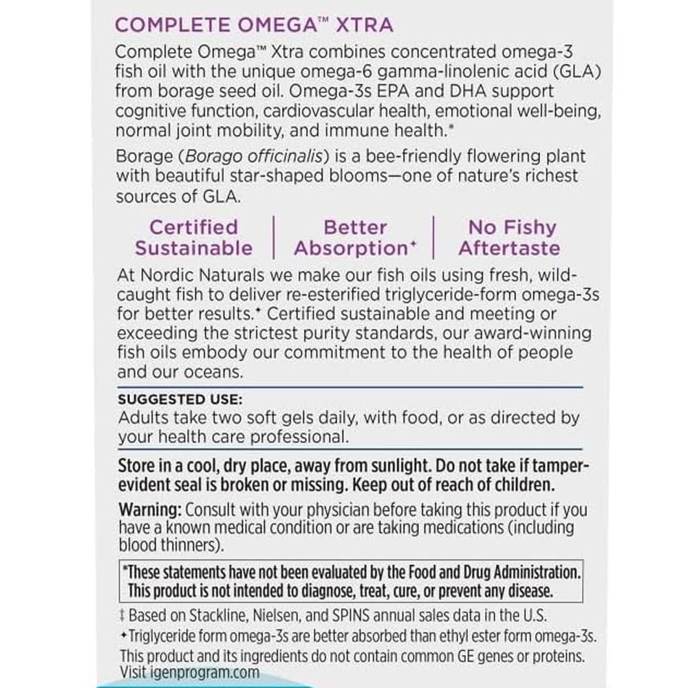 Dầu cá Omega-3 Nordic Naturals Complete Omega Xtra 1360mg 60 Softgels - Ảnh 4