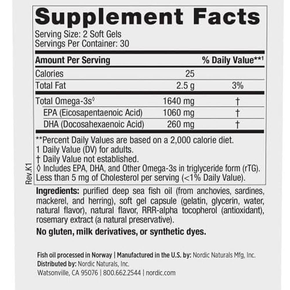 Dầu cá Omega-3 Nordic Naturals EPA Xtra 1640mg 60 Softgels (Lemon) - Ảnh 3