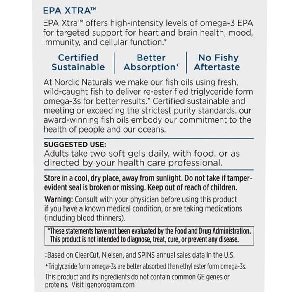 Dầu cá Omega-3 Nordic Naturals EPA Xtra 1640mg 60 Softgels (Lemon) - Ảnh 4