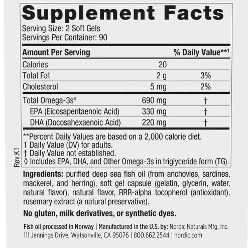 Dầu cá Omega-3 Nordic Naturals Omega-3 690mg 180 Softgels - Ảnh 4